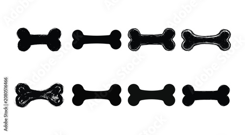 Dog bone silhouettes on a white background hand drawn style collection