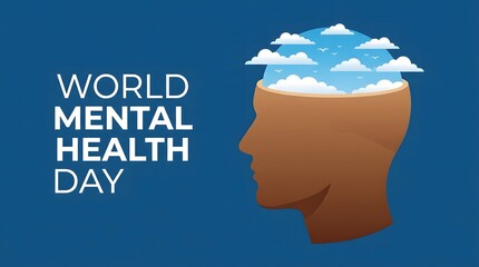 World mental health day awareness illustration promoting self care and wellness