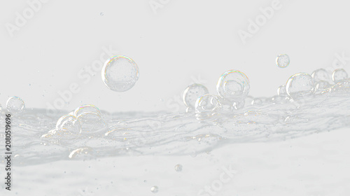 Canvastavla Bubbles rise and burst in clear water creating waves in a bright setting