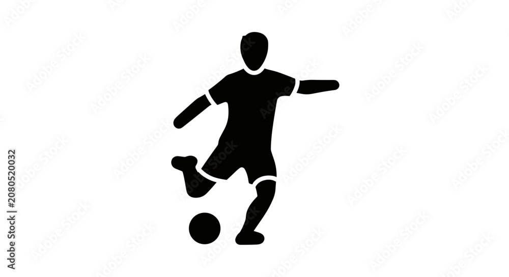 Obraz premium Soccer Player Kicking Ball Silhouette.