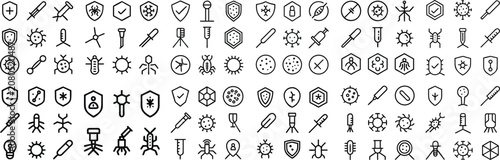 Foto A collection of diverse medical and scientific icons, presented in a clean, linear style, symbolizing health, research, and innovation