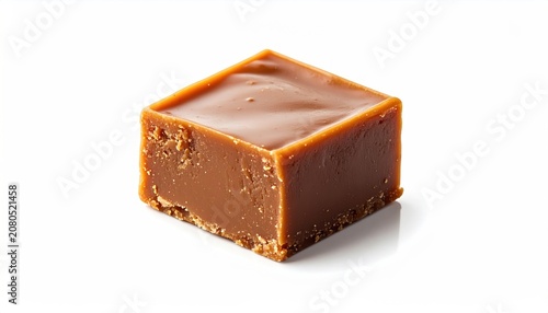 Delicious Homemade Fudge Square on White Background.