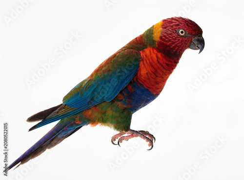 Vibrant Colorful Rainbow Lorikeet Parrot Isolated on Clean White Background