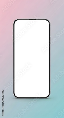 Modern Smartphone Mockup with Blank Screen on Gradient Background.