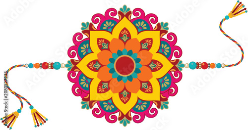 Fotografía Colorful Rakhi Design with Floral Pattern Raksha Bandhan Festival