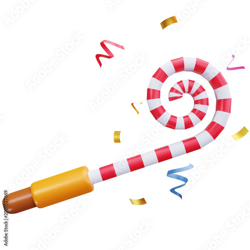 Photos Party Blower Noise Maker 3D Illustrations