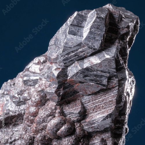 Close-Up of Raw Hematite Ore Specimen with Metallic Luster
