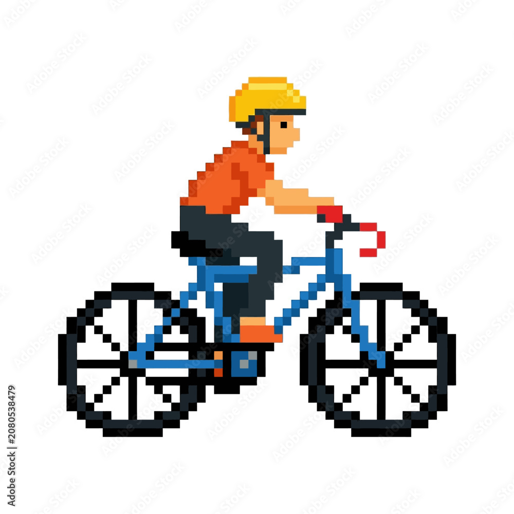 Fototapeta premium Boy Riding Blue Bicycle Outdoors Freely.
