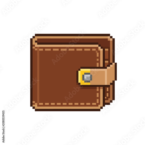 Brown Leather Pixel Art Wallet.