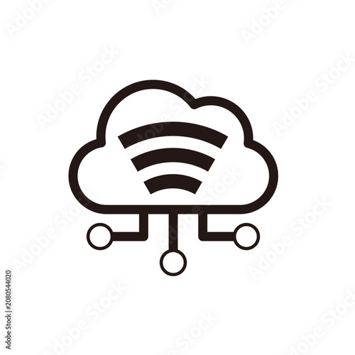 クラウドWi-Fi・クラウドネットワーク接続を表すラインアイコン