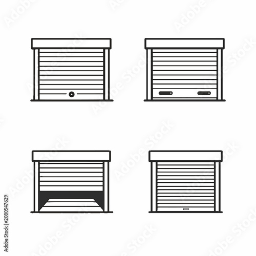 Set of four black and white garage door icons, vector illustration