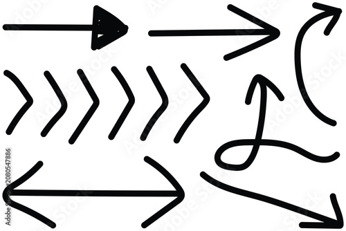 Hand drawn vector arrow graphics set directional indicators sketchy arrows and flowcharts