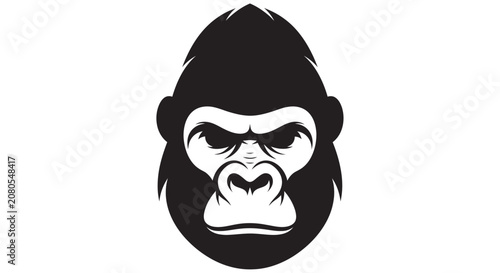 Φωτογραφία Gorilla head silhouette on a white background a striking monochrome graphic