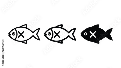 Fish icon vector sign showing a marked aquatic animal