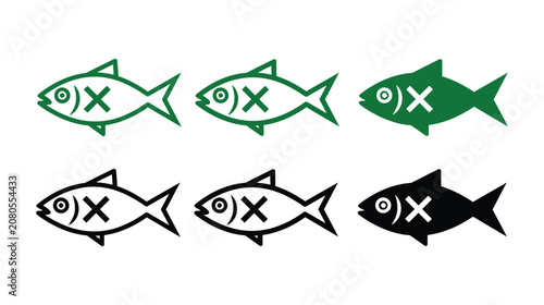 Fish icon vector sign indicating an aquatic life form
