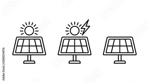 Solar icon vector panel graphic for renewable energy source