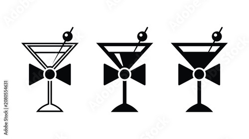 Martini icon vector design of cocktails with fancy accessories