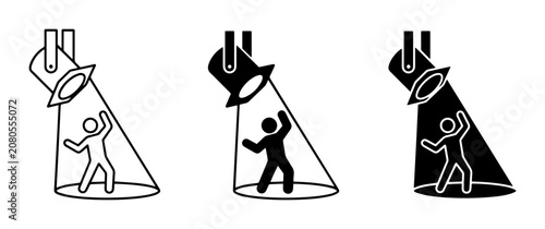 Quadro su tela Spotlight Icon Set: Person Highlighted, Stage Lighting, Performance Spotlight