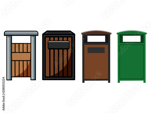 Outdoor Trash Bin and Garbage Can Vector Collection
