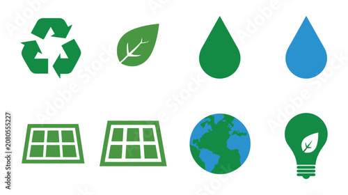 Icon collection vector ecology environment symbols green