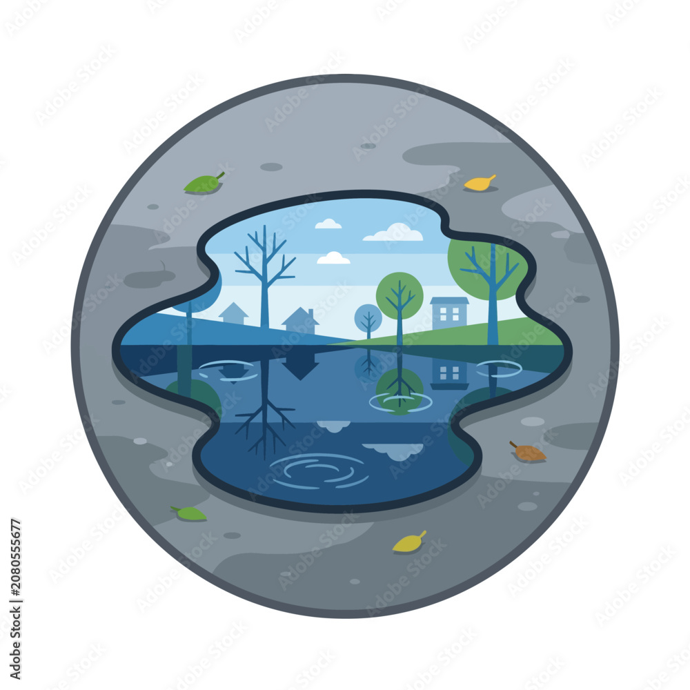 Fototapeta premium Polluted Earth with Dead Trees Water.