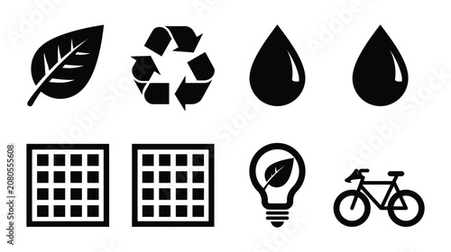 Sustainability icon set eco nature energy environment design