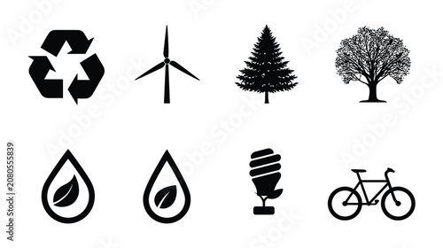 Sustainability icon set eco nature energy environment design