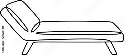 Obraz na płótnie Minimalist continuous line drawing of a chaise lounge chair.