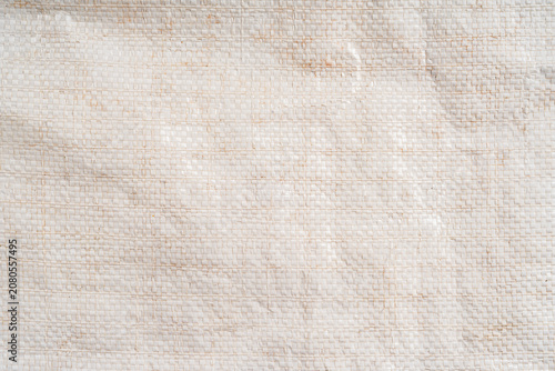 close up texture of used white Polypropylene(PP) woven bag
