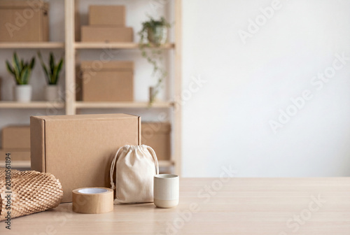 Eco-Friendly E-Commerce Packaging Materials with Copy Space