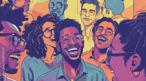 A diverse group of professionals laughing together during a casual office meeting. --ar 16:9 --v 6 Job ID: f95487eb-a1e5-47f9-b1fa-74fe569d6d24