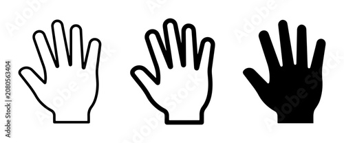 Bild auf Leinwand Hand Icons: Open Palm, Outline, Silhouette, Vector Graphics for Communication
