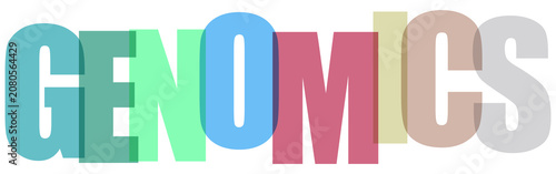 Tableau sur toile Genomics, biotechnology, colorful word, genetic research, molecular biology