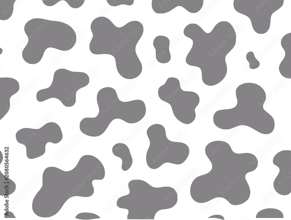 Fototapeta premium Seamless cow print pattern gray spots on white background