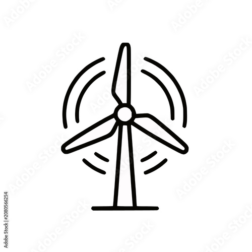 Clean green sustainable energy wind turbine icon transparent background
