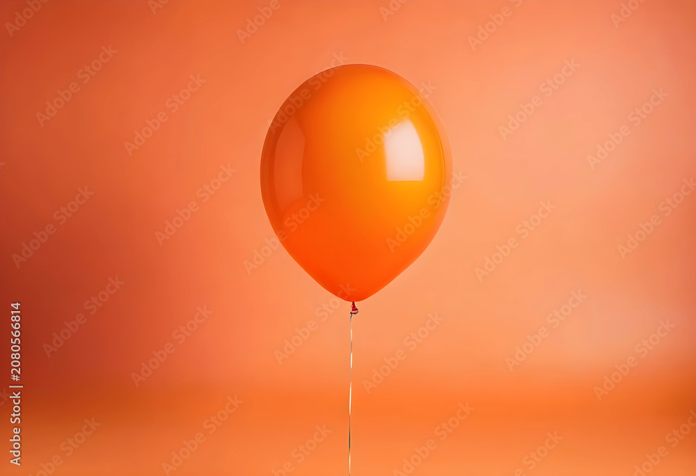 Fototapeta premium Orange balloon floating on orange background