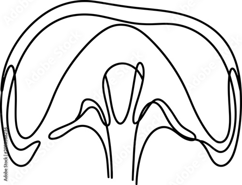 Schilderij op canvas Continuous single line drawing of a stylized mushroom or fungal growth