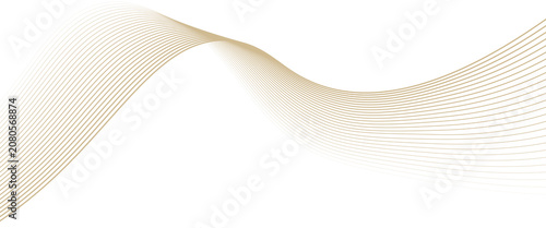 Luxury abstract gold wavy line pattern (guilloche curves) with copy space. Elegant golden color smooth gradient on white background. Premium vector striped texture for banner,