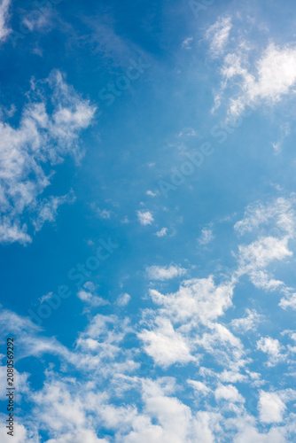 Bright Blue Summer Sky Filled with White Clouds
