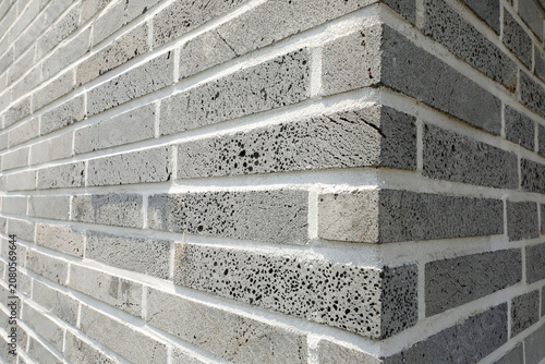 Modern Gray Brick Wall Corner Texture Background