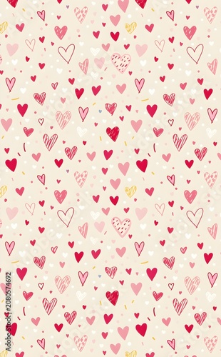 Close-up of pink heart confetti pattern with tiny hearts scattered