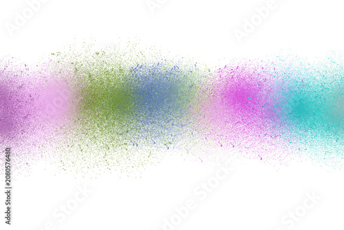Colorful Holi Powder Splash Isolated on White Background.