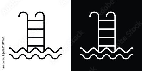 Ladder in swimming pool icon