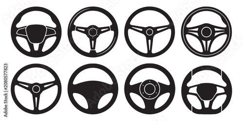 Modern Steering Wheel Design Representing Vehicle Control and Safe Driving Vector