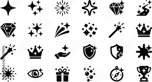 Minimal fantasy magic icons set collection