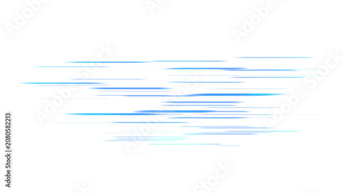 水平方向に伸びる青いスピード線のエフェクトイラスト