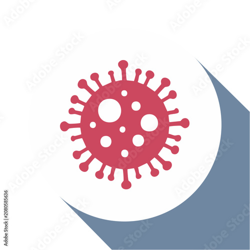 Flat red coronavirus icon on transparent background