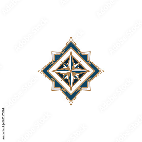 Geometric Compass Rose Vector Icon