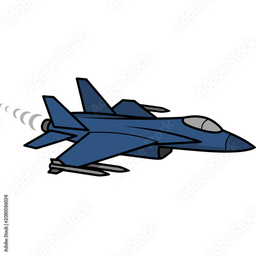 Blue Fighter Jet Vector Illustration