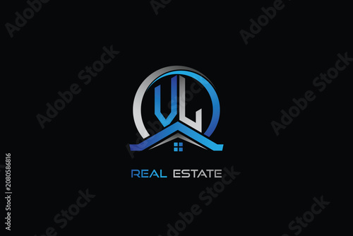 VL real estate letters logo design for construction or house. VL real estate letters logo Vector design